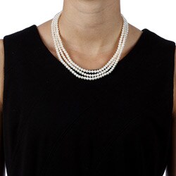 DaVonna Freshwater Pearl 16-inch Triple-strand Necklace (4.5-5 mm)