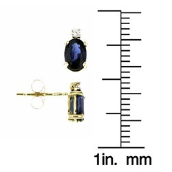 14k Yellow Gold Oval Sapphire Diamond Earrings