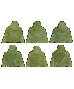 Hand-carved Jade Happy Buddhas (Set of 6)
