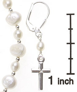 Sterling Essentials Sterling Silver 7-inch Cultured Pearl Cross Earring and Bracelet Set