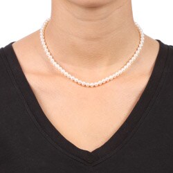 DaVonna 14k Gold Children's Pearl Necklace/ Bracelet Set (4-4.5 mm/ 14.5 in/ 5.75 in)