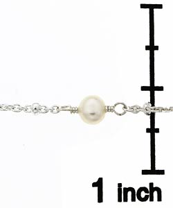 Sterling Essentials Sterling Silver 15.5-inch Necklace and 5.5-inch Bracelet Freshwater Pearl Children's  Set