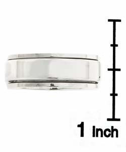 Sterling Silver Men's Pipe-cut Spinner Ring