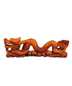 Handmade Lucky Dragon 11-inch Wood Carving