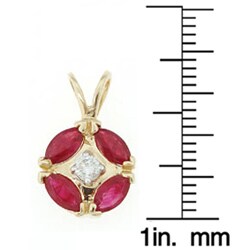 14k Yellow Gold Diamond Ruby Pendant