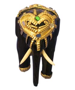 Gold Wooden Elephant Sculpture