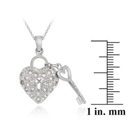 Icz Stonez Sterling Silver CZ Heart and Key Necklace