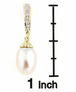14k Gold Cultured FW Pearl Diamond Earrings