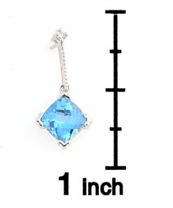 14k White Gold Blue Topaz Diamond Earrings