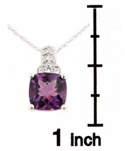 14k White Gold Diamond Amethyst Pendant
