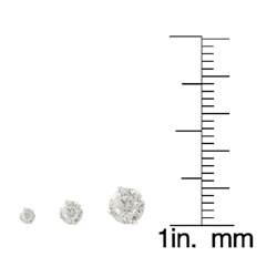 Sterling Silver CZ Solitaire Earring Set (3-pair - 2, 3, 4 mm)