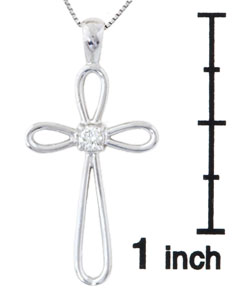 14k White Gold 1/10ct TDW Diamond Cross Pendant