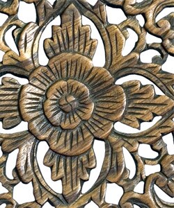 Teak Wood Floral Design Wall Hanging