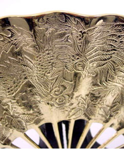 Brass Fan with Wooden Stand (Set-of-2)