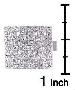 Icz Stonez Rhodium-plated  Sterling Silver Woven CZ Cuff Links