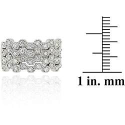 Icz Stonez Sterling Silver CZ Four-row Wave Ring