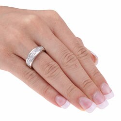 Icz Stonez Sterling Silver Two Row CZ Band Ring