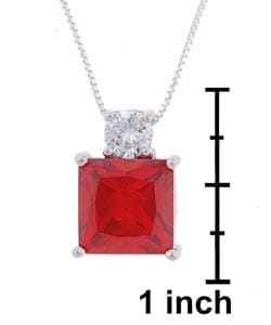 Icz Stonez Sterling Silver Colored Princess CZ Pendant (5 options)