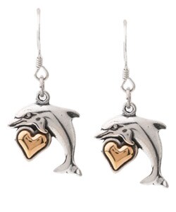 14kt Gold over Sterling Silver Dolphin Earrings