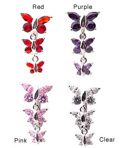 Surgical Steel Butterfly Crystal Barbell