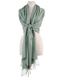 Pashmina and Silk Celadon Green Shawls (Pack of 6)