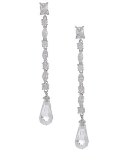 Icz Stonez Sterling Silver CZ Briolette Teardrop Dangle Earring