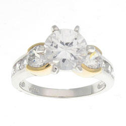 Sterling Silver Two-tone CZ Ring