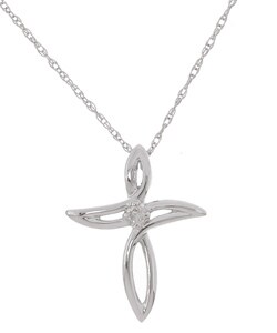 10k White Gold Cross Pendant