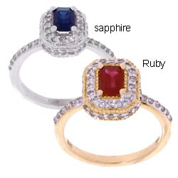 14k Gold 1/2ct TDW Pave Diamond and Gemstone Ring (I-J, I1-I2)