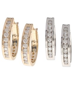 14k Gold 1ct TDW Diamond Hoop Earrings (H-I, I2)