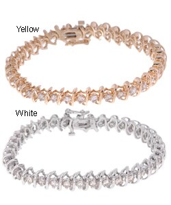 14k Gold 5ct Diamond Spiral Tennis Bracelet (J, I1)