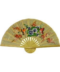 Butterflies/ Flowers Large Decorative Fan