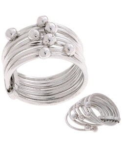 Sterling Silver Banded Bead Ring