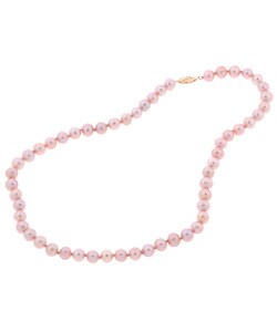 DaVonna 14k Gold Cultured Pink Freshwater Pearl Necklace (6.5-7 mm/ 16 in)