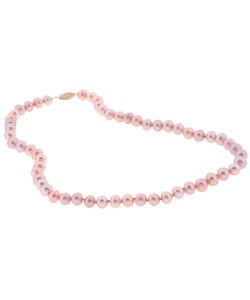 DaVonna 14k Gold Cultured Pink Freshwater Pearl Necklace (7.5-8 mm)