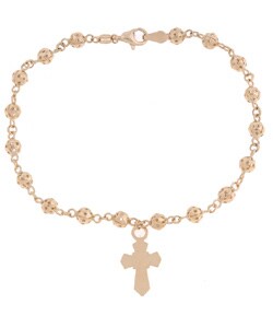 14k Yellow Gold Rosary Bracelet with Cross