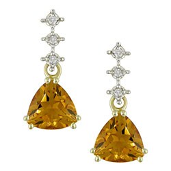14k Gold Diamond and Citrine Earrings