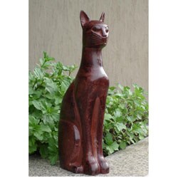 Stately Cat in Brown/ Burgundy Patina Finish