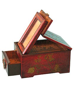 Tibetan Leather Mirror Jewelry Box