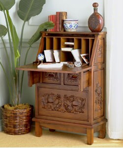Hand-carved Drop-front Secretary Desk