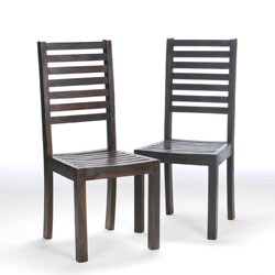 Set of 2 Tea Stain Dining Chairs (India)