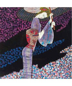 Art 'Cherry Blossom' Lacquer Painting (Vietnam)