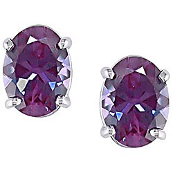 14k White Gold Created Alexandrite Stud Earrings