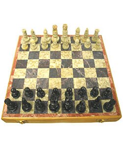 Hand-carved Soapstone 8-inch Chess Set (India)