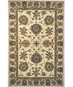 Handmade Traditions Tabriz Ivory Wool and Silk Rug (8'9 x 11'9)
