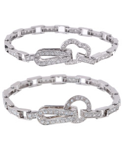 Sterling Silver CZ Clasp Bracelet