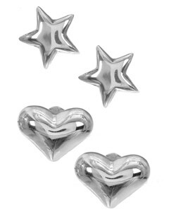 Sterling Silver Star/ Heart Earring Set