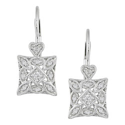 10k White Gold and 1/6ct Diamond Dangle Earrings