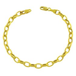 14k Gold Hollow Satine 7-inch Charm Bracelet