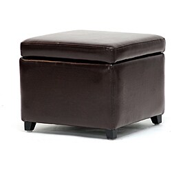 Barcy Bi-cast Leather Espresso Storage Cube Ottoman